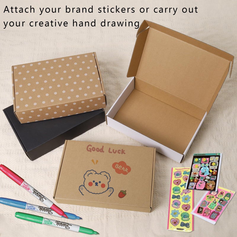 BIOBROWN 9x6x2"" 25 Pack Corrugated Cardboard Boxes Small Shipping Box for Packaging Small Business Mailer Mailing White - Image 4